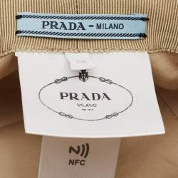 Pre Owned Prada Beige Linen Blend Bucket Hat M
