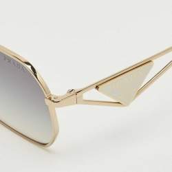 Pre Owned Prada Grey Gradient SPR A51 Logo Rectangle Sunglasses