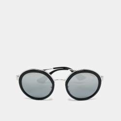 Pre Owned Prada Black Gradient SPR 50T Mirrored Frame Round Sunglasses