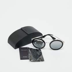 Pre Owned Prada Black Gradient SPR 50T Mirrored Frame Round Sunglasses