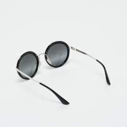 Pre Owned Prada Black Gradient SPR 50T Mirrored Frame Round Sunglasses