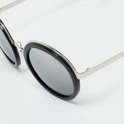 Pre Owned Prada Black Gradient SPR 50T Mirrored Frame Round Sunglasses
