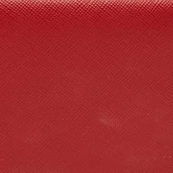Pre Owned Prada Red Saffiano Metal Leather Logo Passport Holder