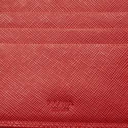 Pre Owned Prada Red Saffiano Metal Leather Logo Passport Holder