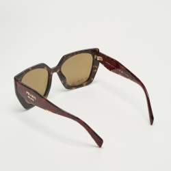 Pre Owned Prada Tortoise Brown Polarized SPR 15W Square Sunglasses