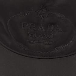 Pre Owned Prada Black Logo Embroidered Re-Nylon Baseball Cap M