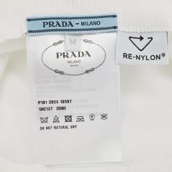 Pre Owned Prada White Re-Nylon Logo Plaque Detail Bucket Hat M