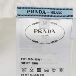 Pre Owned Prada White Re-Nylon Logo Plaque Detail Bucket Hat M