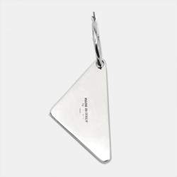 Pre Owned Prada Logo Symbole Crystals Sterling Silver Single Earring