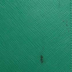 Pre Owned Prada Green Saffiano Lux Leather Phone Crossbody Bag