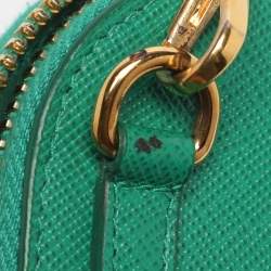 Pre Owned Prada Green Saffiano Lux Leather Phone Crossbody Bag