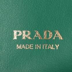 Pre Owned Prada Green Saffiano Lux Leather Phone Crossbody Bag