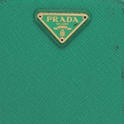 Pre Owned Prada Green Saffiano Lux Leather Phone Crossbody Bag