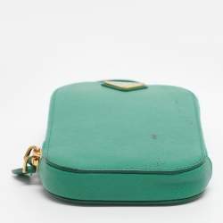 Pre Owned Prada Green Saffiano Lux Leather Phone Crossbody Bag