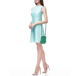 Pre Owned Prada Green Saffiano Lux Leather Phone Crossbody Bag