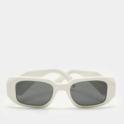 Pre Owned Prada White/Black SPR 17W  Symbole Rectangle Sunglasses