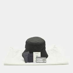 Pre Owned Prada Black Re-Nylon Enamel Triangle Bucket Hat M