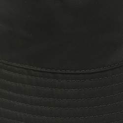 Pre Owned Prada Black Re-Nylon Enamel Triangle Bucket Hat M