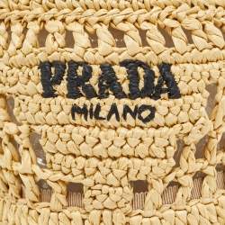 Pre Owned Prada Beige Raffia Bucket Hat M