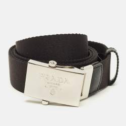 مملوكة مسبقًا Prada Logo Plague Belt Black Fabric