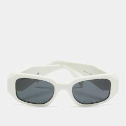 Pre Owned Prada White/Black SPR 17W Symbole Rectangle Sunglasses