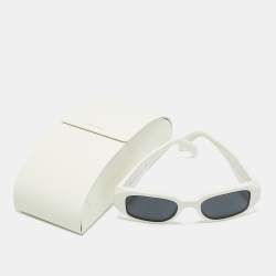 Pre Owned Prada White/Black SPR 17W Symbole Rectangle Sunglasses