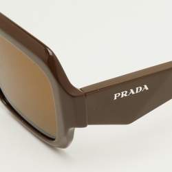 Pre Owned Prada Brown SPR28Z Frame Square Sunglasses