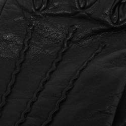 Pre Owned قفازات برادا جلد أسود مقاس 6.5