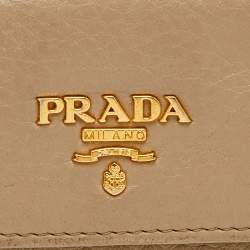 Pre Owned Prada Key Case Beige Leather 6 Hooks Key Holder