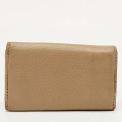 Pre Owned Prada Key Case Beige Leather 6 Hooks Key Holder