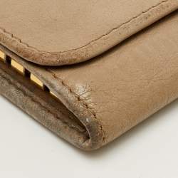 Pre Owned Prada Key Case Beige Leather 6 Hooks Key Holder