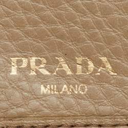 Pre Owned Prada Key Case Beige Leather 6 Hooks Key Holder