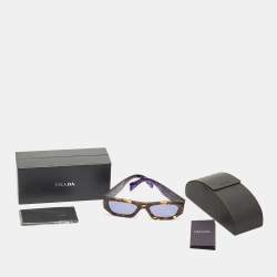 مملوكة مسبقًا Prada Tortoise Brown/Purple SPR A01 Rectangle Sunglasses