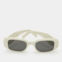 مملوكة مسبقًا Prada White/Black SPR 17W Symbole Rectangle Sunglasses