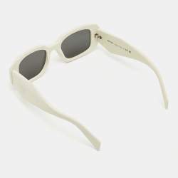 Pre Owned Prada White/Black SPR 17W Symbole Rectangle Sunglasses