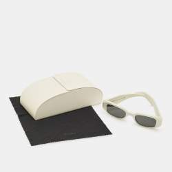 Pre Owned Prada White/Black SPR 17W Symbole Rectangle Sunglasses