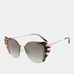 Pre Owned نظارة شمسية برادا أسود/لهب برتقالي