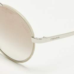 Pre Owned Prada Beige/Silver Tone Gradient SPR51S Round Sunglasses