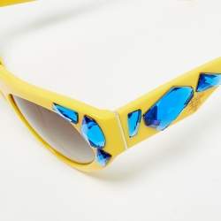 Pre Owned Prada Yellow/Grey Gradient SPR 21Q Crystal Embellished Cat Eye Sunglasses