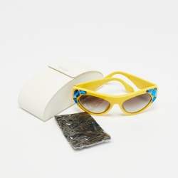 Pre Owned Prada Yellow/Grey Gradient SPR 21Q Crystal Embellished Cat Eye Sunglasses