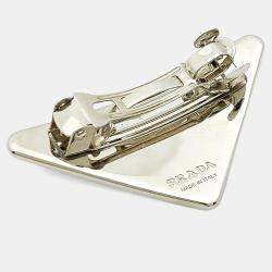 Pre Owned Prada Black Silver Triangle Logo Hairpin