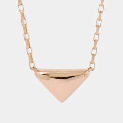 Pre Owned Prada Mini Triangle Pendant Necklace 18K Pink Gold