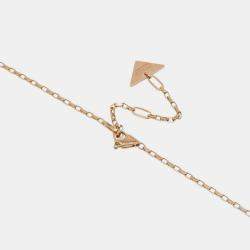 Pre Owned Prada Mini Triangle Pendant Necklace 18K Pink Gold