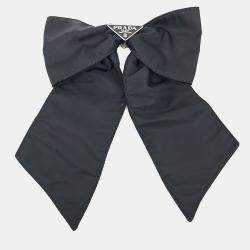 Pre Owned Prada Bow Black Nylon Hairpin
