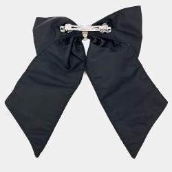 Pre Owned Prada Bow Black Nylon Hairpin