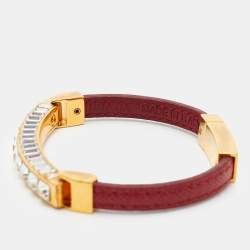 Pre Owned Prada Crystals Leather Gold Tone Brcelert S