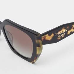Pre Owned Prada Tortoiseshell Brown Gradient SPR 15W Frame Square Sunglasses