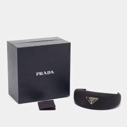 Pre Owned Prada Re-Nylon Triangle Logo Black Wide Headband