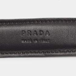 Pre Owned Prada Logo Plaque 100 CM Buckle Belt Gold Saffiano Leather