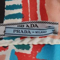 مملوكة مسبقًا Prada Multicolor Printed Silk Scarf 90 